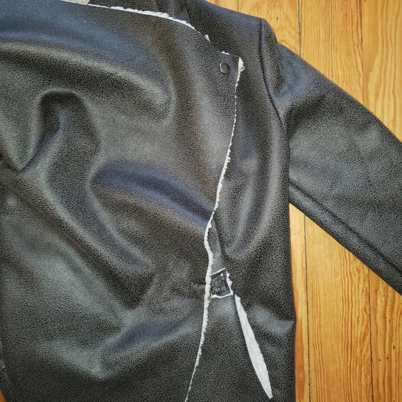 MM Couture Raw Edge Suede Faux Shearling Coat - Picture 3 of 4